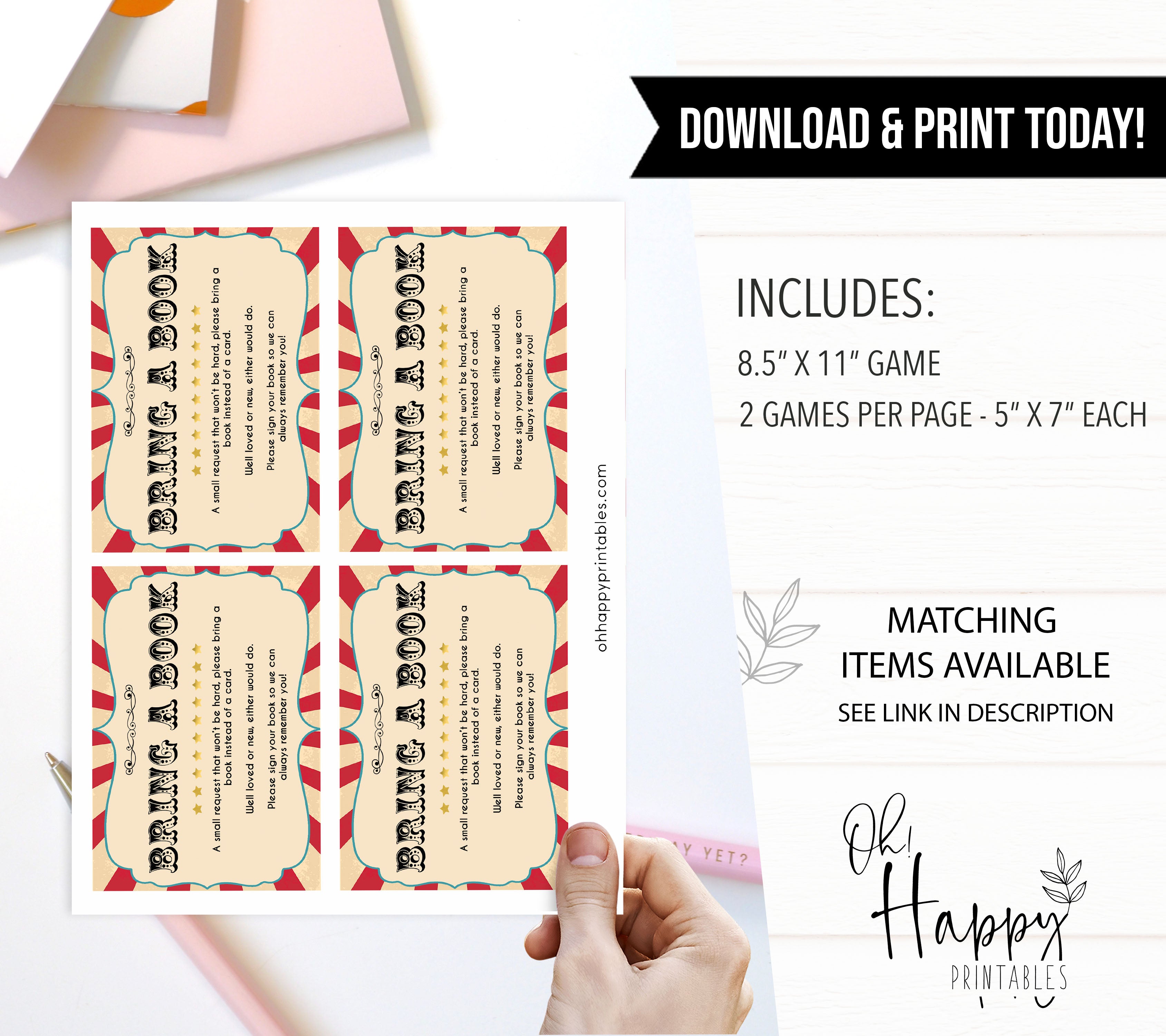 bring a book baby game, books for baby insert, Printable baby shower games, circus fun baby games, baby shower games, fun baby shower ideas, top baby shower ideas, carnival baby shower, circus baby shower ideas