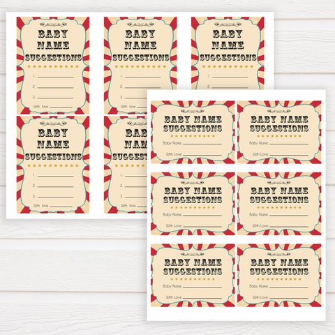 Circus baby name suggestions baby shower games, circus baby games, carnival baby games, printable baby games, fun baby games, popular baby games, carnival baby shower, carnival theme
