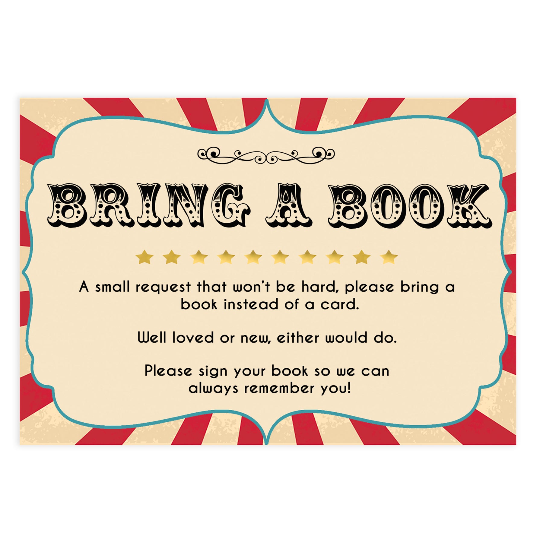 Bring A Book - Circus Printable Baby Shower Games – OhHappyPrintables