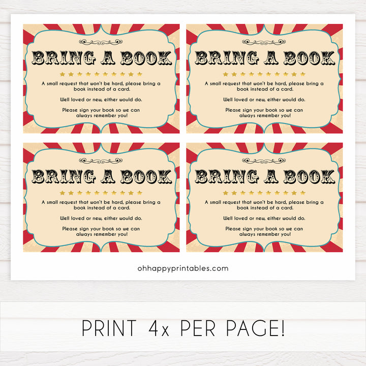 bring a book baby game, books for baby insert, Printable baby shower games, circus fun baby games, baby shower games, fun baby shower ideas, top baby shower ideas, carnival baby shower, circus baby shower ideas