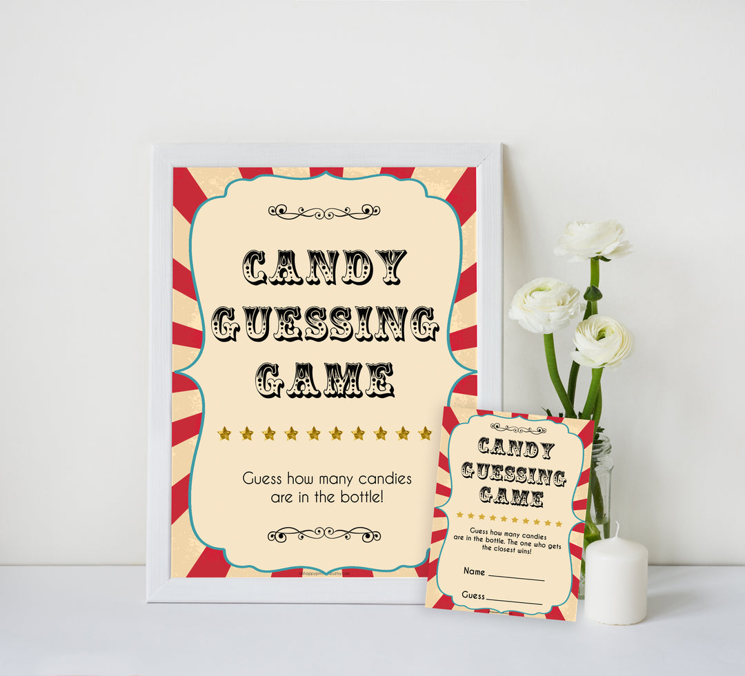 Circus candy guessing game baby shower games, circus baby games, carnival baby games, printable baby games, fun baby games, popular baby games, carnival baby shower, carnival theme