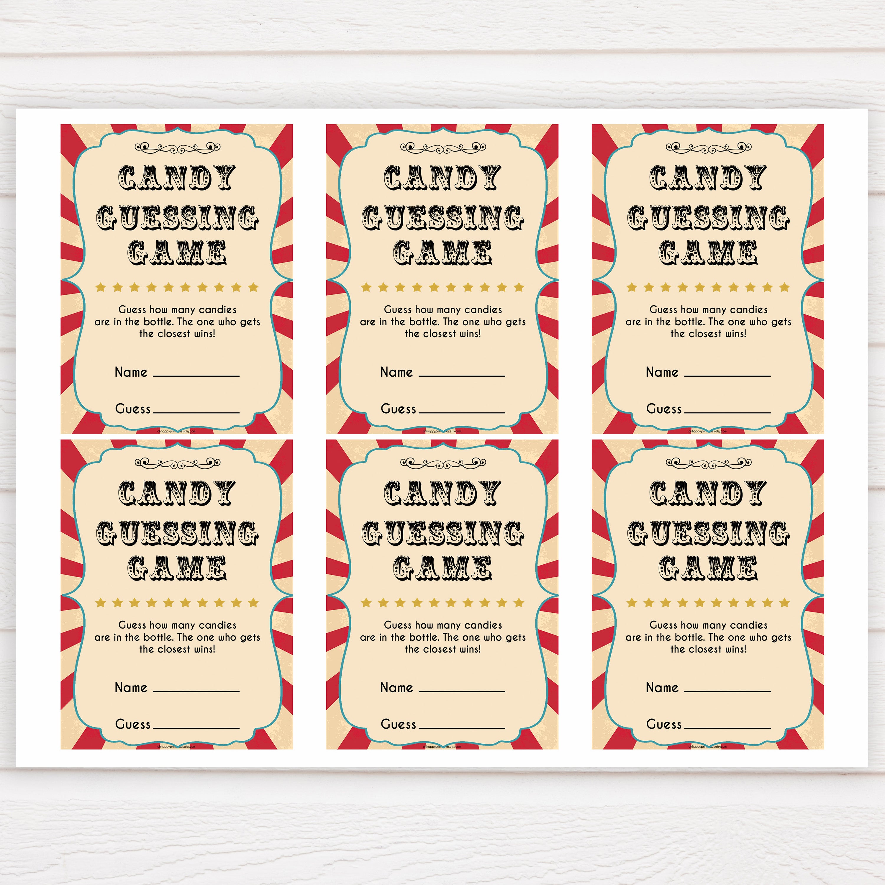Circus candy guessing game baby shower games, circus baby games, carnival baby games, printable baby games, fun baby games, popular baby games, carnival baby shower, carnival theme