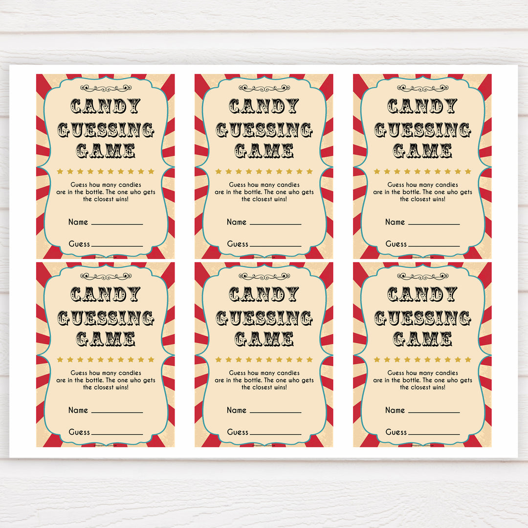 Circus candy guessing game baby shower games, circus baby games, carnival baby games, printable baby games, fun baby games, popular baby games, carnival baby shower, carnival theme
