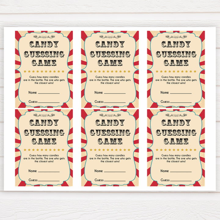 Circus candy guessing game baby shower games, circus baby games, carnival baby games, printable baby games, fun baby games, popular baby games, carnival baby shower, carnival theme