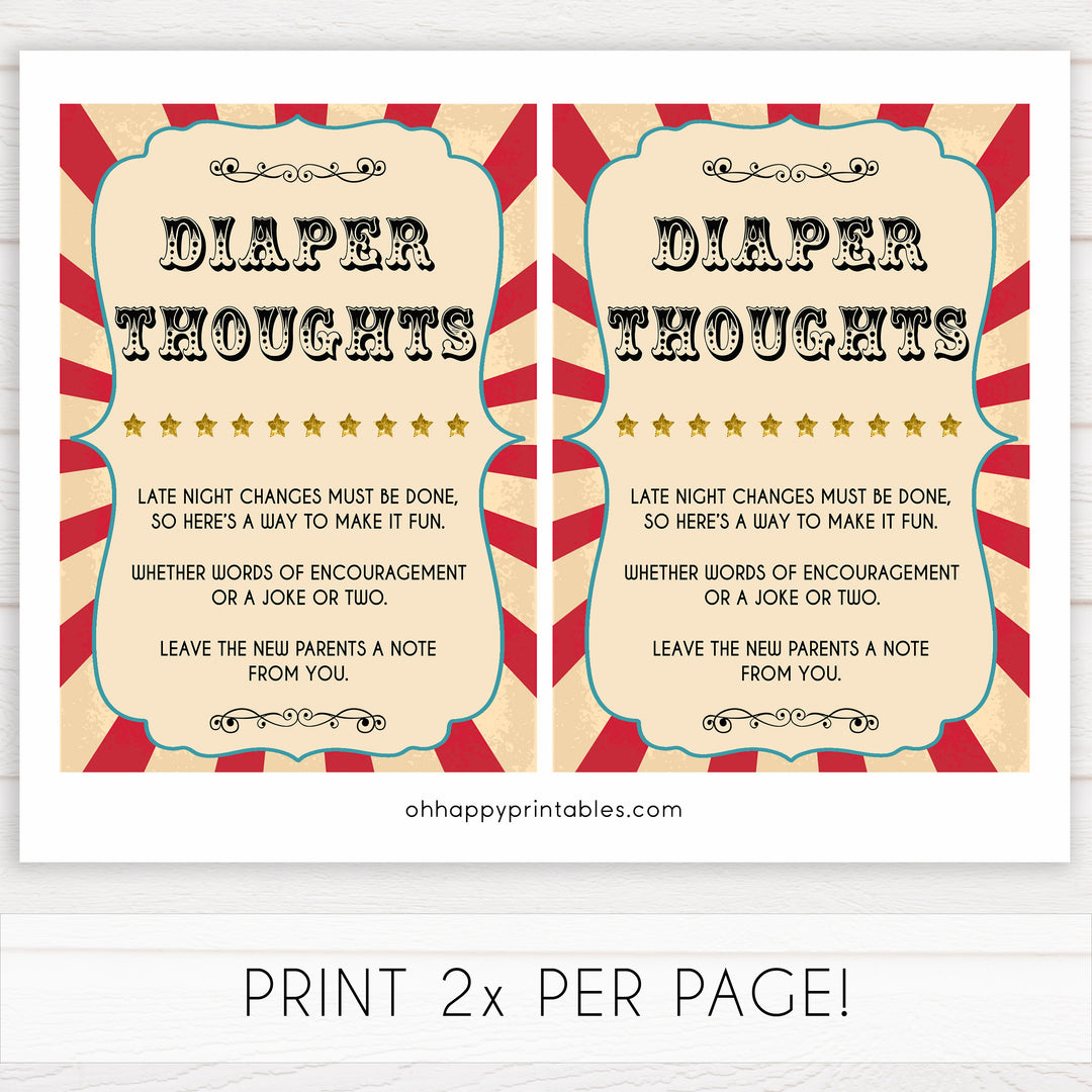 Circus diaper thoughts baby shower games, circus baby games, carnival baby games, printable baby games, fun baby games, popular baby games, carnival baby shower, carnival theme