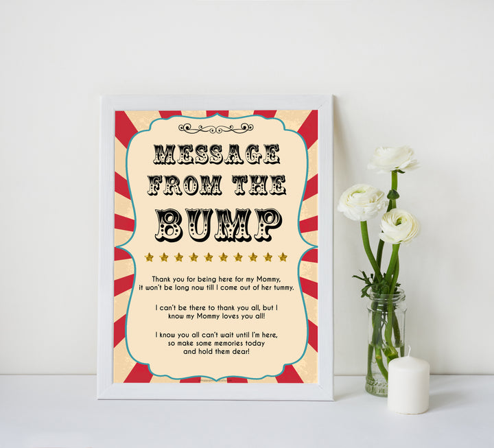 Circus message from the bump baby shower games, circus baby games, carnival baby games, printable baby games, fun baby games, popular baby games, carnival baby shower, carnival theme