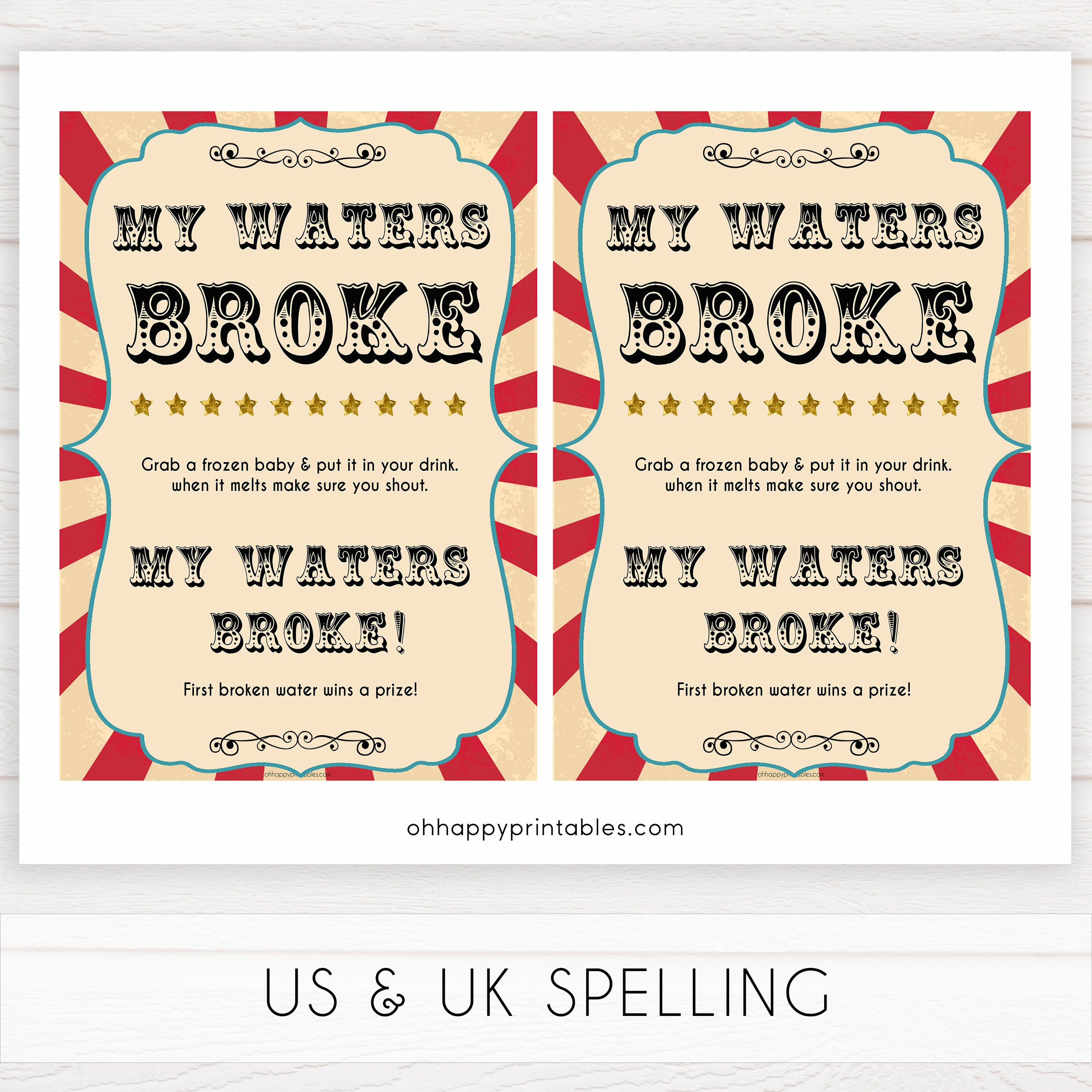 Circus my waters broke baby shower games, circus baby games, carnival baby games, printable baby games, fun baby games, popular baby games, carnival baby shower, carnival theme