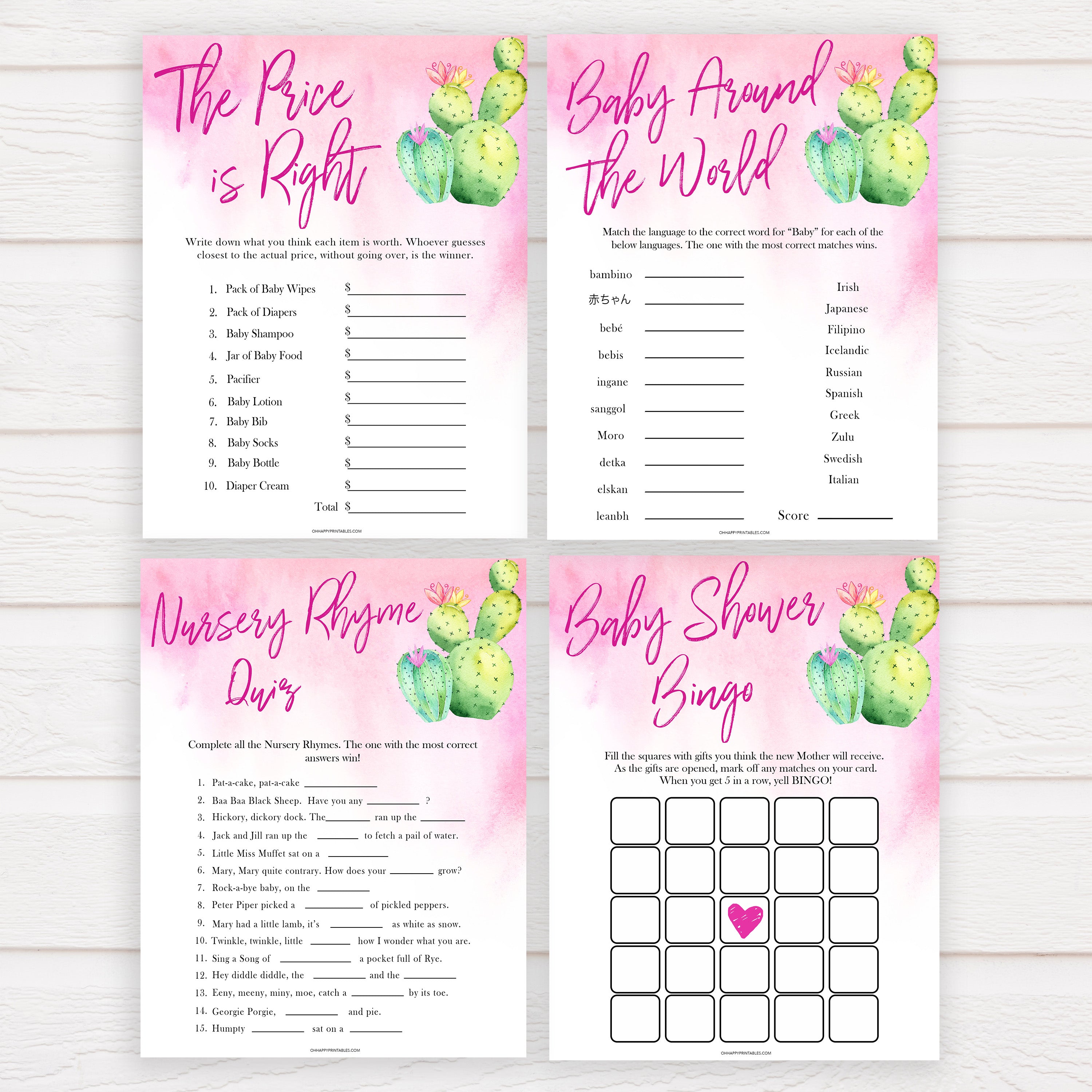 Cactus baby shower games, cactus baby games bundle baby game, printable baby games, Mexican baby shower, Mexican baby games, fiesta baby games, popular baby games, printable baby games