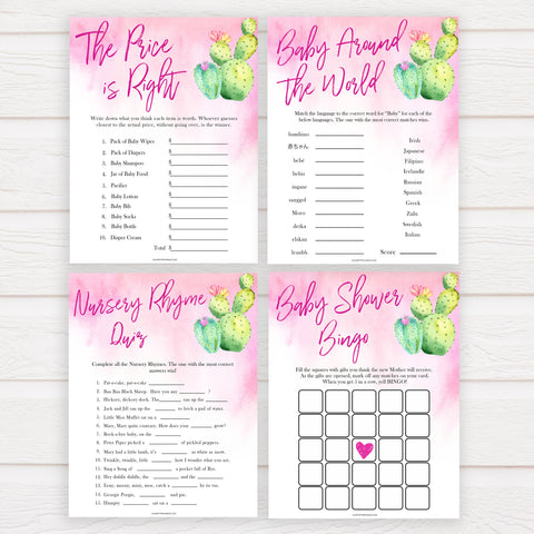 Cactus baby shower games, cactus baby games bundle baby game, printable baby games, Mexican baby shower, Mexican baby games, fiesta baby games, popular baby games, printable baby games