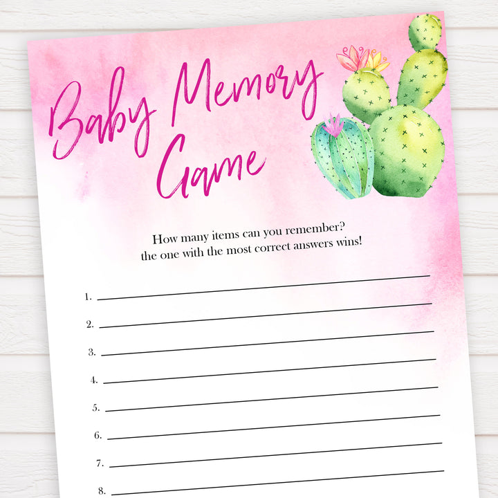Cactus baby shower games, cactus baby memory game baby game, printable baby games, Mexican baby shower, Mexican baby games, fiesta baby games, popular baby games, printable baby games