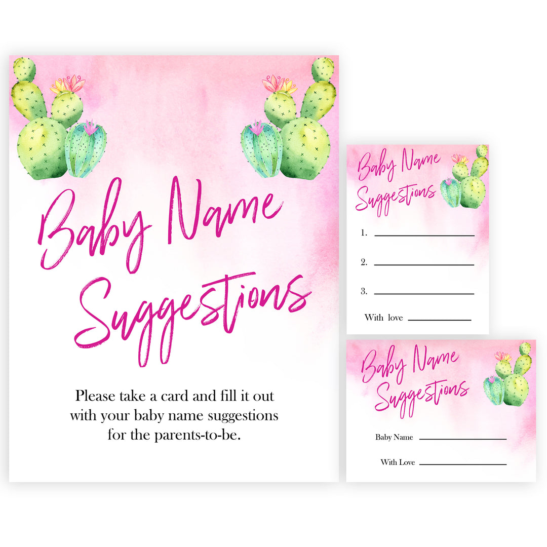 Cactus baby shower games, cactus baby name suggestions baby game, printable baby games, Mexican baby shower, Mexican baby games, fiesta baby games, popular baby games, printable baby games