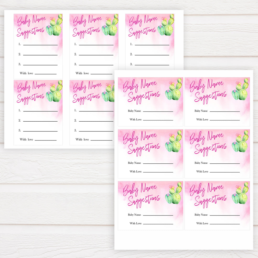 Cactus baby shower games, cactus baby name suggestions baby game, printable baby games, Mexican baby shower, Mexican baby games, fiesta baby games, popular baby games, printable baby games