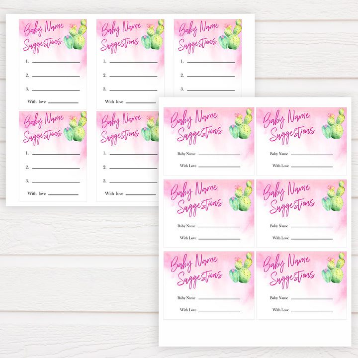 Cactus baby shower games, cactus baby name suggestions baby game, printable baby games, Mexican baby shower, Mexican baby games, fiesta baby games, popular baby games, printable baby games