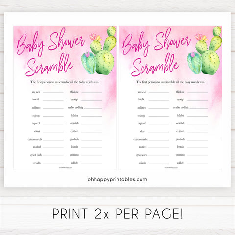 Cactus baby shower games, cactus baby scramble baby game, printable baby games, Mexican baby shower, Mexican baby games, fiesta baby games, popular baby games, printable baby games
