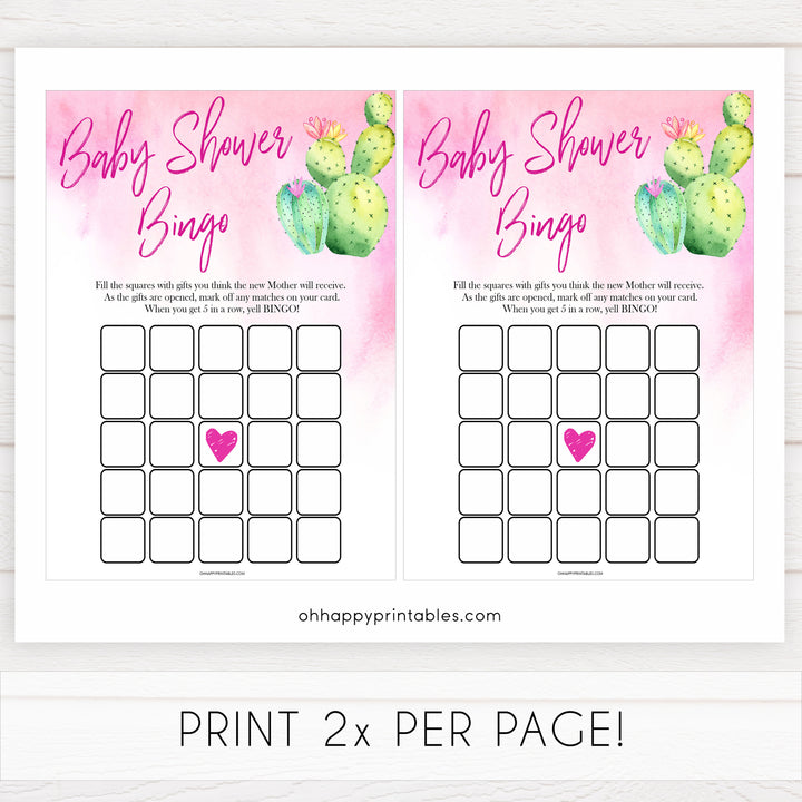Cactus baby shower games, cactus baby bingo baby game, printable baby games, Mexican baby shower, Mexican baby games, fiesta baby games, popular baby games, printable baby games