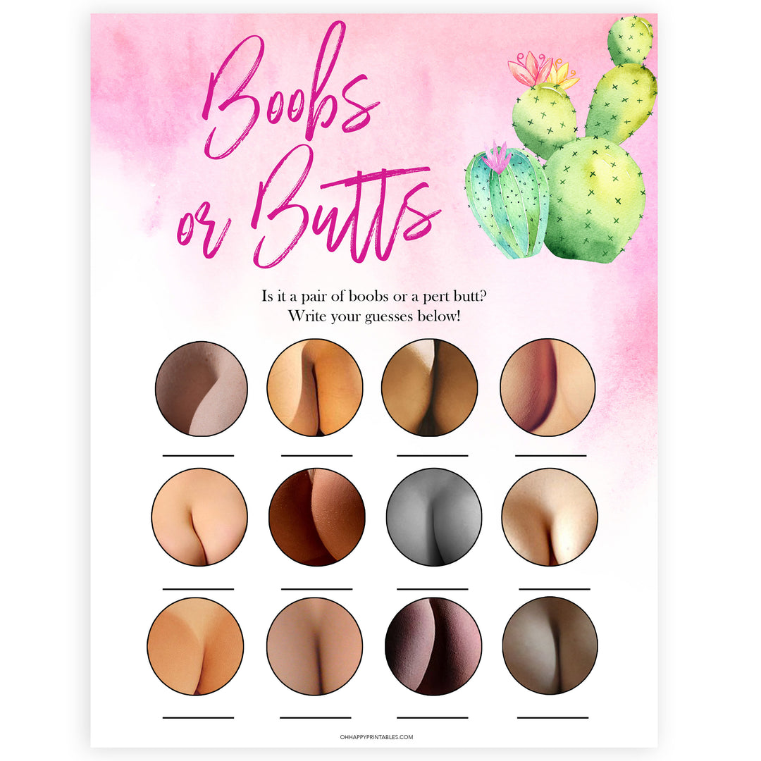 Cactus baby shower games, cactus boobs or butts baby game, printable baby games, Mexican baby shower, Mexican baby games, fiesta baby games, popular baby games, printable baby games