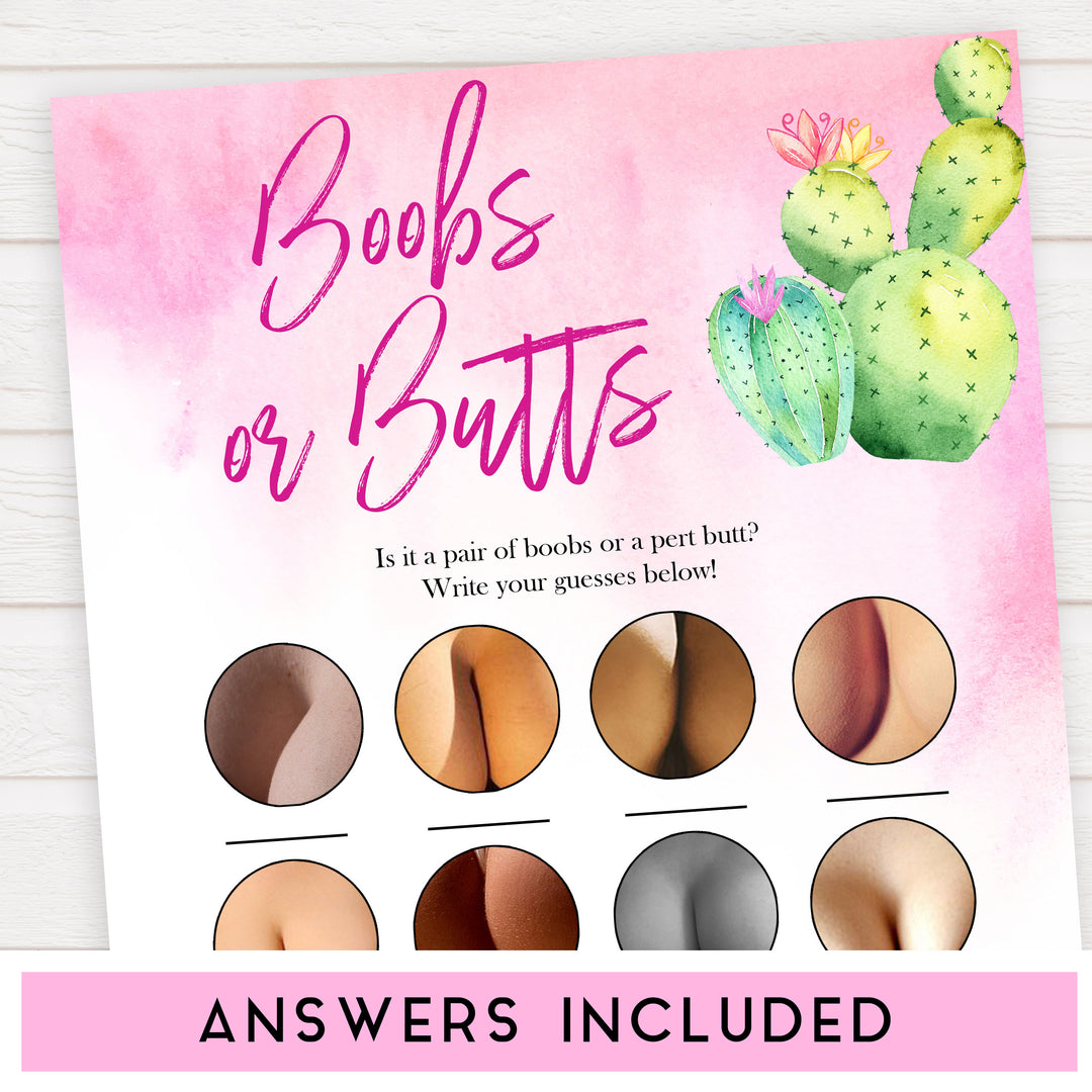 Cactus baby shower games, cactus boobs or butts baby game, printable baby games, Mexican baby shower, Mexican baby games, fiesta baby games, popular baby games, printable baby games