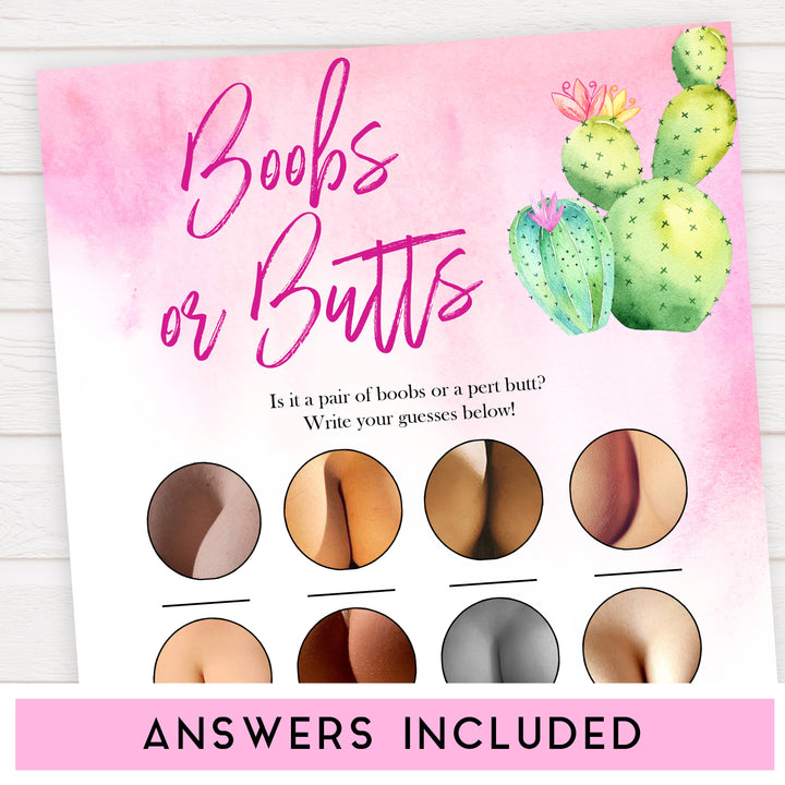Cactus baby shower games, cactus boobs or butts baby game, printable baby games, Mexican baby shower, Mexican baby games, fiesta baby games, popular baby games, printable baby games
