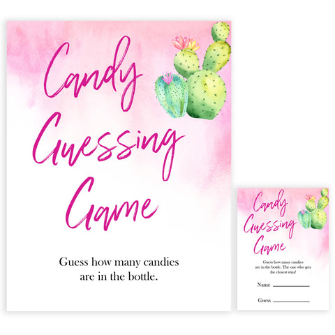Cactus baby shower games, cactus candy guessing game baby game, printable baby games, Mexican baby shower, Mexican baby games, fiesta baby games, popular baby games, printable baby games