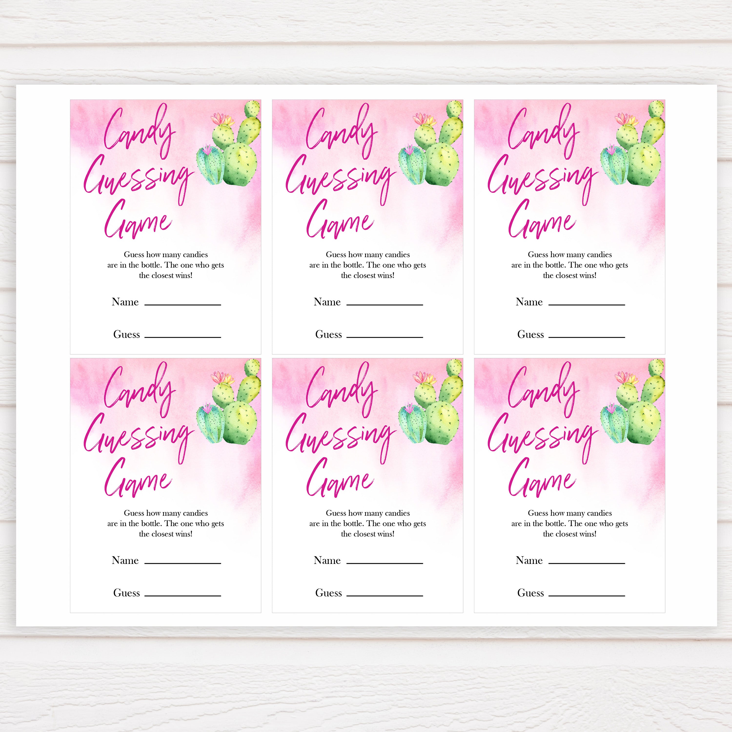 Cactus baby shower games, cactus candy guessing game baby game, printable baby games, Mexican baby shower, Mexican baby games, fiesta baby games, popular baby games, printable baby games