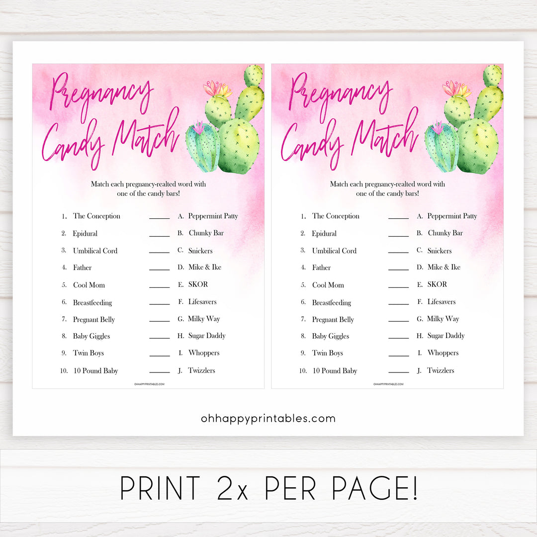 Cactus baby shower games, cactus pregnancy candy match baby game, printable baby games, Mexican baby shower, Mexican baby games, fiesta baby games, popular baby games, printable baby games