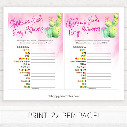 Cactus baby shower games, cactus childrens books emoji pictionary baby game, printable baby games, Mexican baby shower, Mexican baby games, fiesta baby games, popular baby games, printable baby games