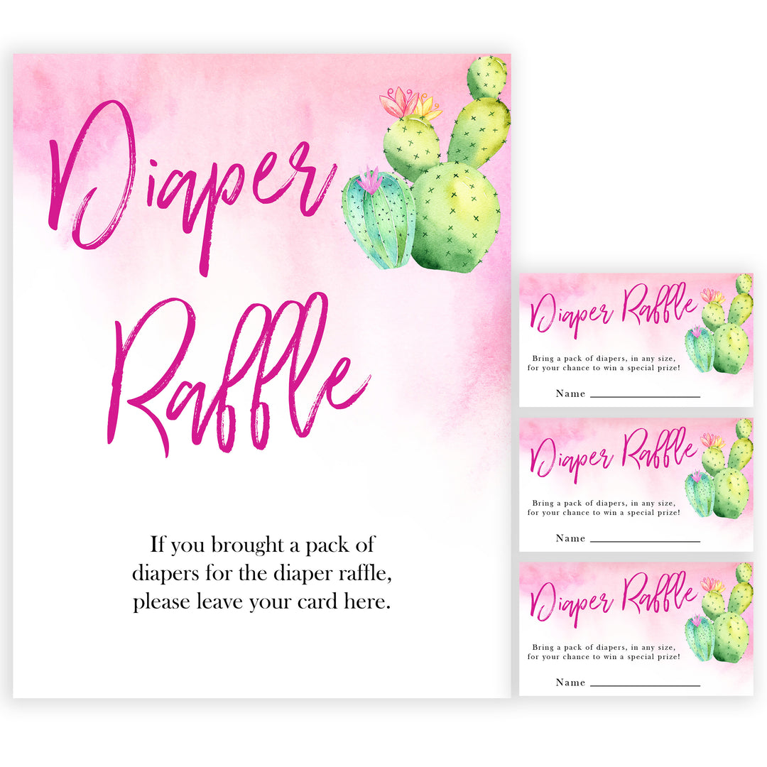 Cactus baby shower games, cactus diaper raffle baby game, printable baby games, Mexican baby shower, Mexican baby games, fiesta baby games, popular baby games, printable baby games