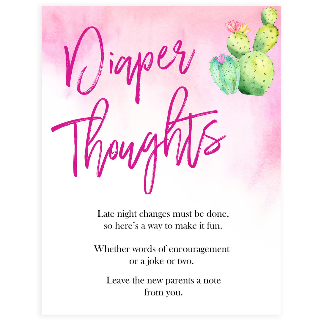 Cactus baby shower games, cactus diaper thoughts baby game, printable baby games, Mexican baby shower, Mexican baby games, fiesta baby games, popular baby games, printable baby games