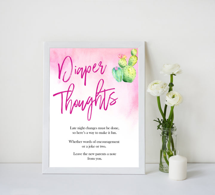 Cactus baby shower games, cactus diaper thoughts baby game, printable baby games, Mexican baby shower, Mexican baby games, fiesta baby games, popular baby games, printable baby games