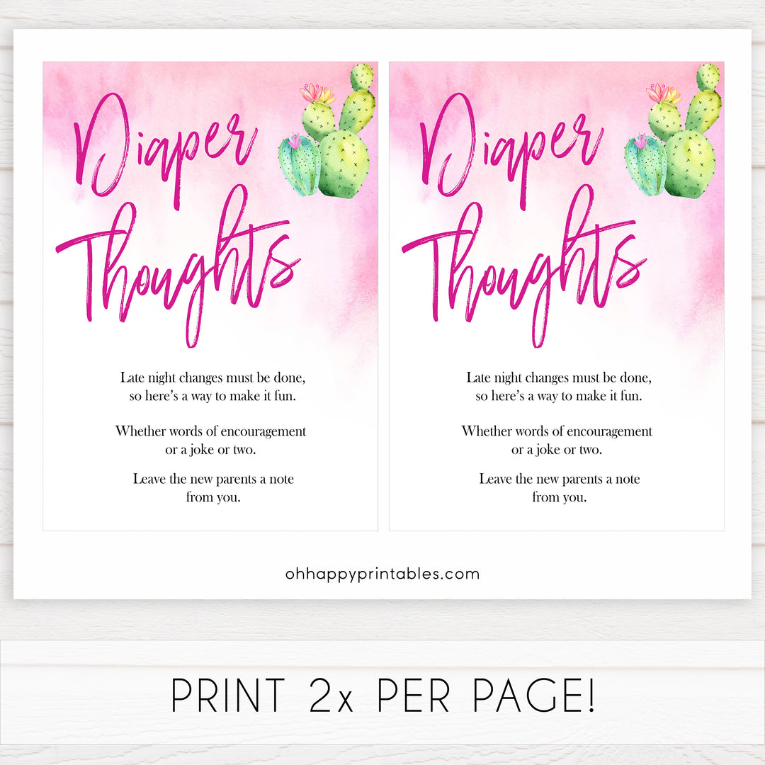 Cactus baby shower games, cactus diaper thoughts baby game, printable baby games, Mexican baby shower, Mexican baby games, fiesta baby games, popular baby games, printable baby games