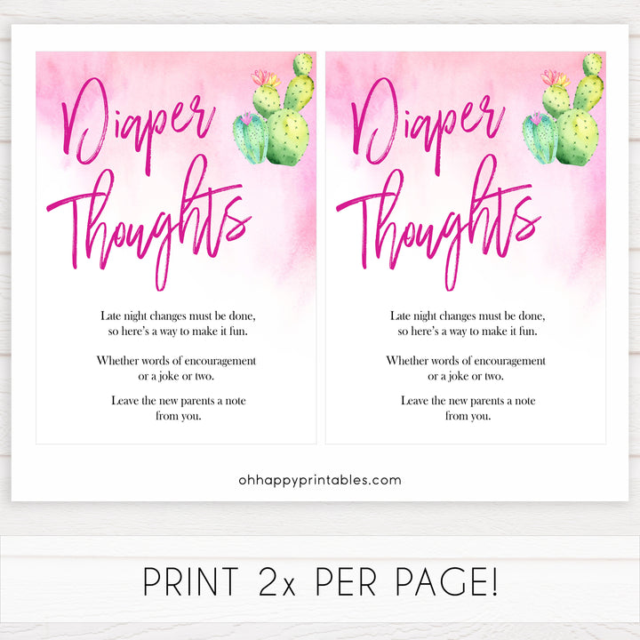 Cactus baby shower games, cactus diaper thoughts baby game, printable baby games, Mexican baby shower, Mexican baby games, fiesta baby games, popular baby games, printable baby games