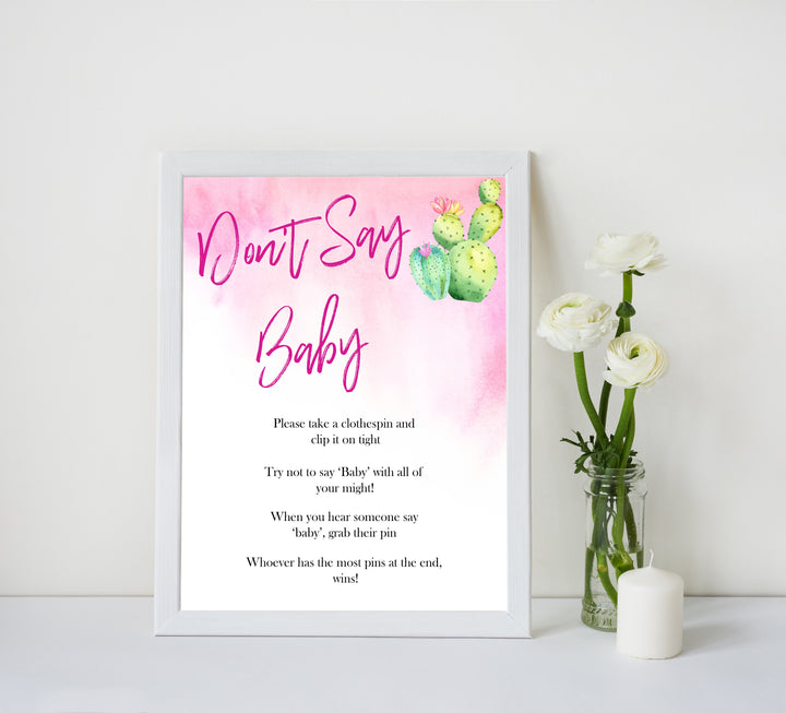 Cactus baby shower games, cactus dont say baby baby game, printable baby games, Mexican baby shower, Mexican baby games, fiesta baby games, popular baby games, printable baby games