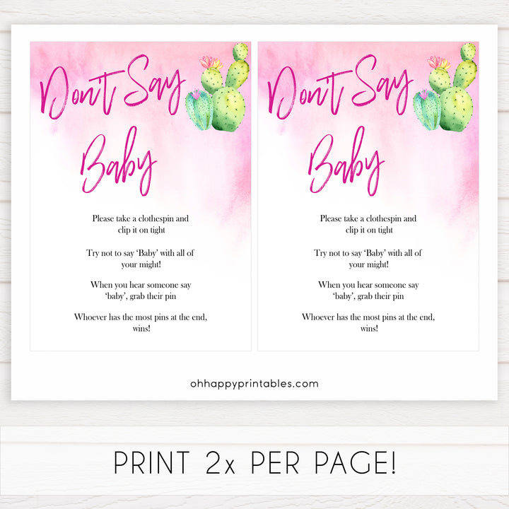 Cactus baby shower games, cactus dont say baby baby game, printable baby games, Mexican baby shower, Mexican baby games, fiesta baby games, popular baby games, printable baby games
