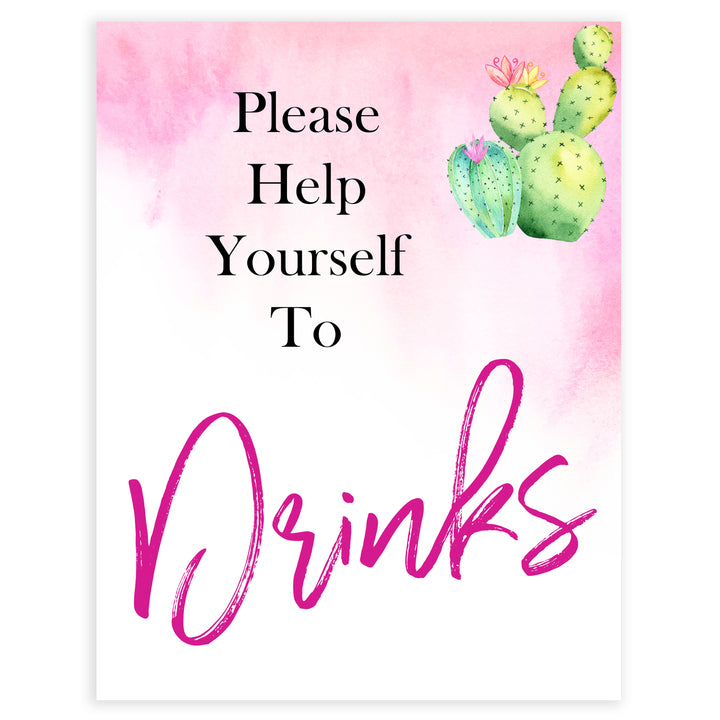 Cactus baby decor, drinks baby sign, Mexican baby signs, baby shower decor, baby signs, printable baby signs, baby decor, 