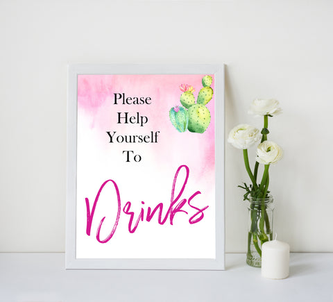 Cactus baby decor, drinks baby sign, Mexican baby signs, baby shower decor, baby signs, printable baby signs, baby decor, 