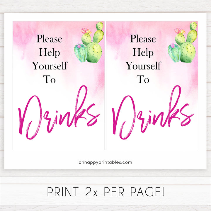Cactus baby decor, drinks baby sign, Mexican baby signs, baby shower decor, baby signs, printable baby signs, baby decor, 