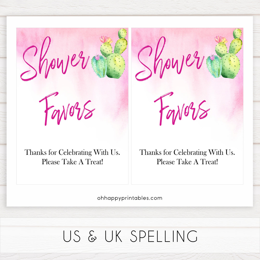 Cactus baby decor, baby favors sign, favors baby decor, Mexican baby signs, baby shower decor, baby signs, printable baby signs, baby decor, 