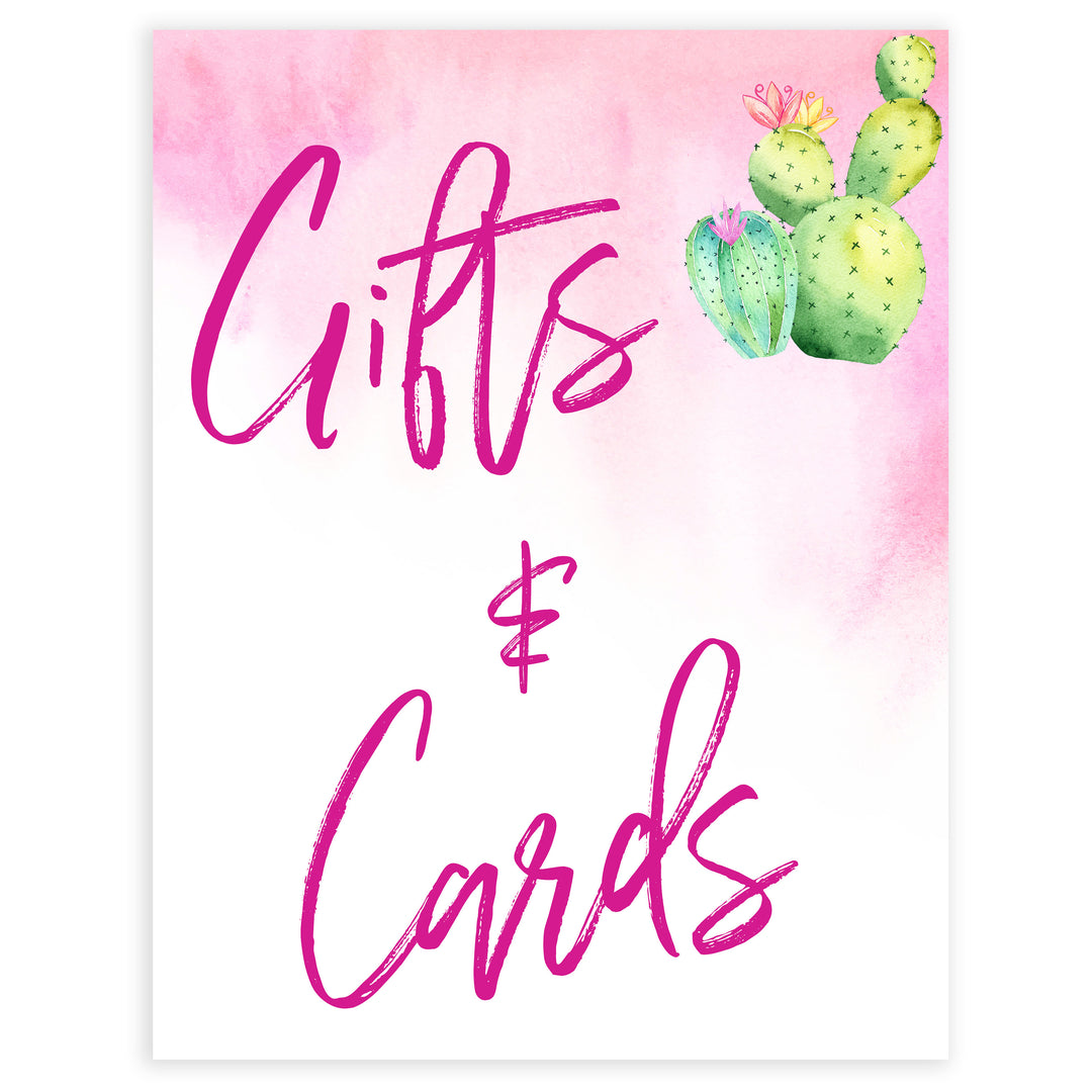 Cactus baby decor, gifts and cards sign, gift and cards decor, Mexican baby signs, baby shower decor, baby signs, printable baby signs, baby decor, 