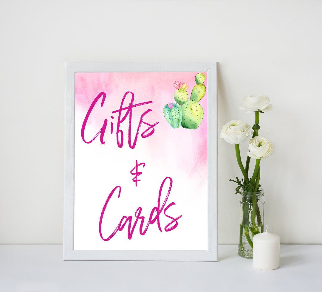 Cactus baby decor, gifts and cards sign, gift and cards decor, Mexican baby signs, baby shower decor, baby signs, printable baby signs, baby decor, 