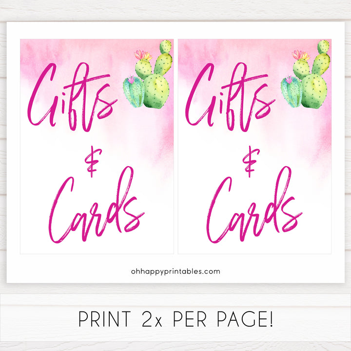 Cactus baby decor, gifts and cards sign, gift and cards decor, Mexican baby signs, baby shower decor, baby signs, printable baby signs, baby decor, 