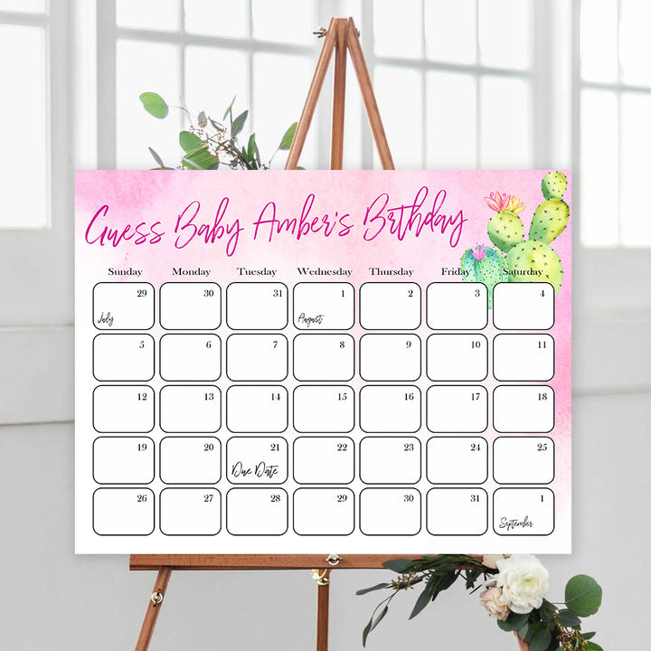 Guess The Baby birthday game, baby birthday predictions game, printable baby shower games, fun baby games, cactus baby shower baby fiesta shower games