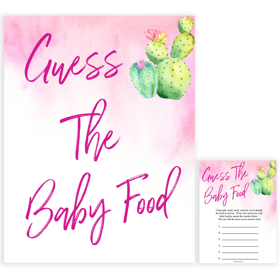 Cactus baby shower games, cactus guess the baby food baby game, printable baby games, Mexican baby shower, Mexican baby games, fiesta baby games, popular baby games, printable baby games
