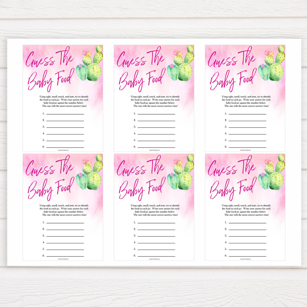 Cactus baby shower games, cactus guess the baby food baby game, printable baby games, Mexican baby shower, Mexican baby games, fiesta baby games, popular baby games, printable baby games