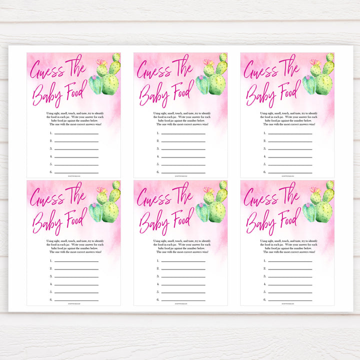Cactus baby shower games, cactus guess the baby food baby game, printable baby games, Mexican baby shower, Mexican baby games, fiesta baby games, popular baby games, printable baby games
