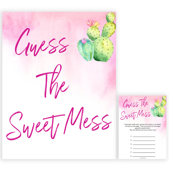 Cactus baby shower games, cactus guess the sweet mess baby game, printable baby games, Mexican baby shower, Mexican baby games, fiesta baby games, popular baby games, printable baby games