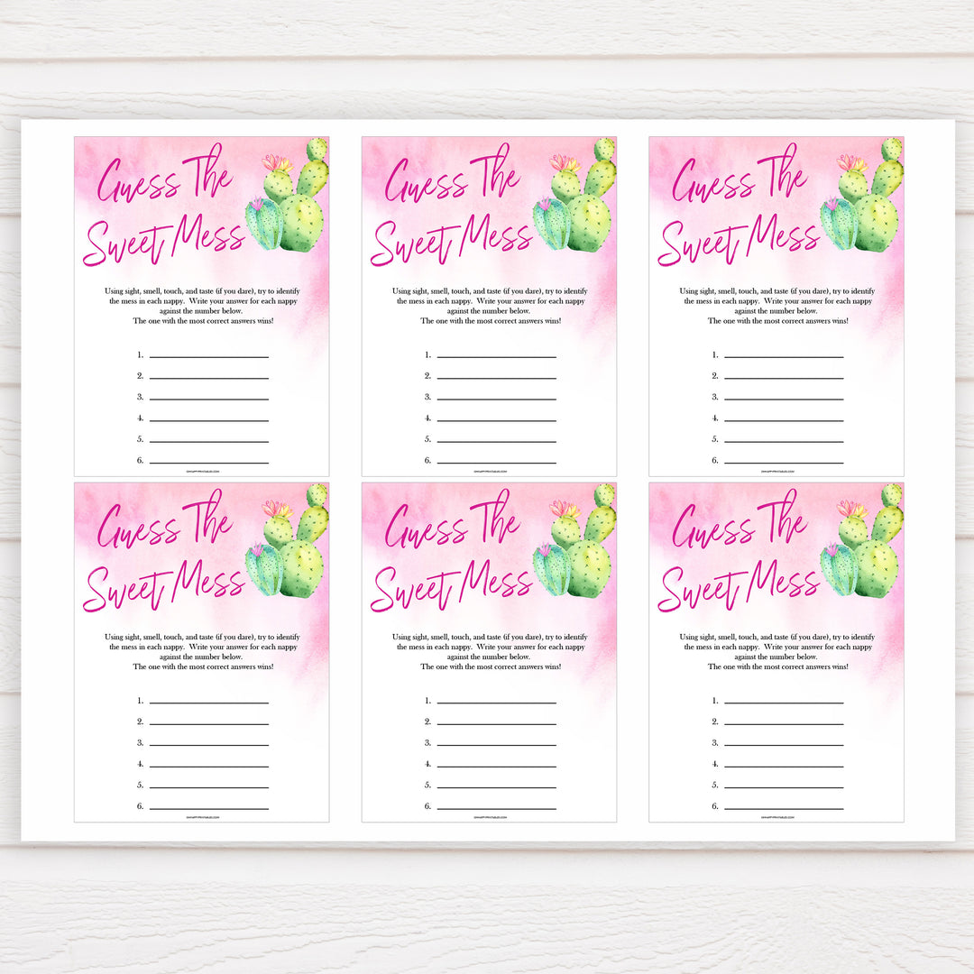 Cactus baby shower games, cactus guess the sweet mess baby game, printable baby games, Mexican baby shower, Mexican baby games, fiesta baby games, popular baby games, printable baby games