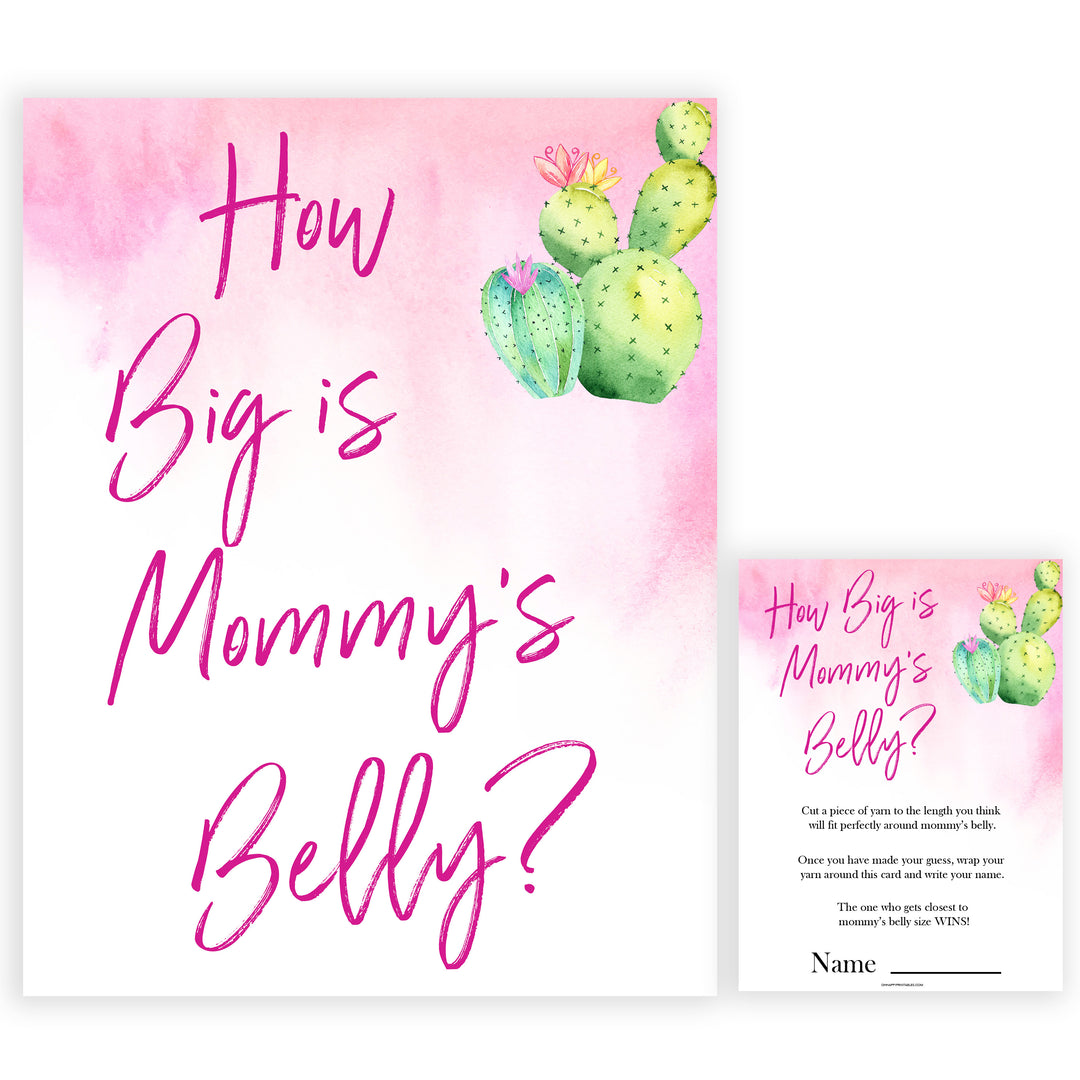 Cactus baby shower games, cactus how big is mommys belly baby game, printable baby games, Mexican baby shower, Mexican baby games, fiesta baby games, popular baby games, printable baby games
