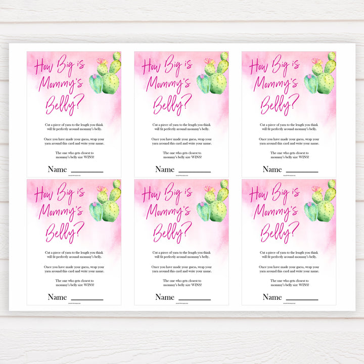 Cactus baby shower games, cactus how big is mommys belly baby game, printable baby games, Mexican baby shower, Mexican baby games, fiesta baby games, popular baby games, printable baby games