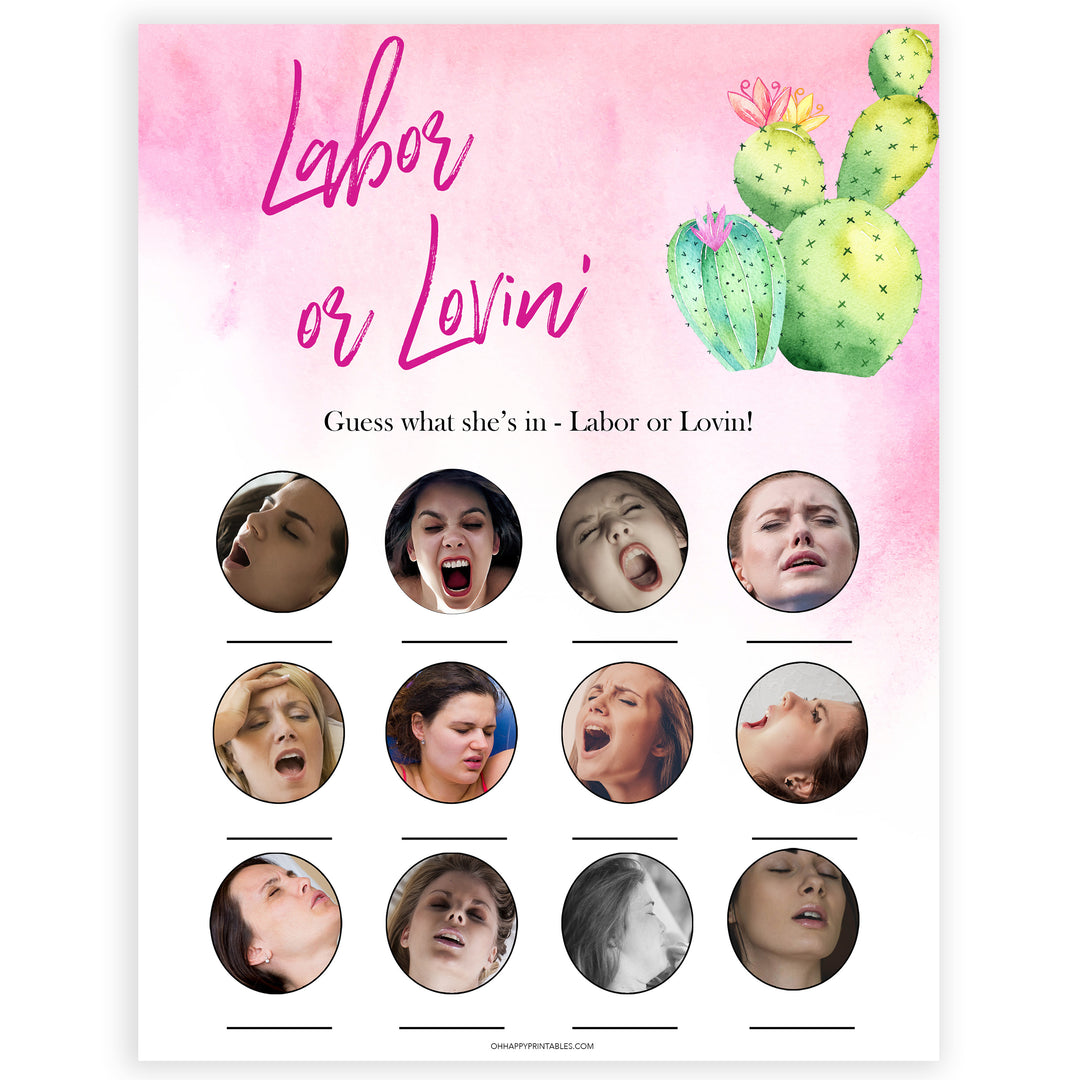 Cactus baby shower games, cactus labour or lovin baby game, printable baby games, Mexican baby shower, Mexican baby games, fiesta baby games, popular baby games, printable baby games