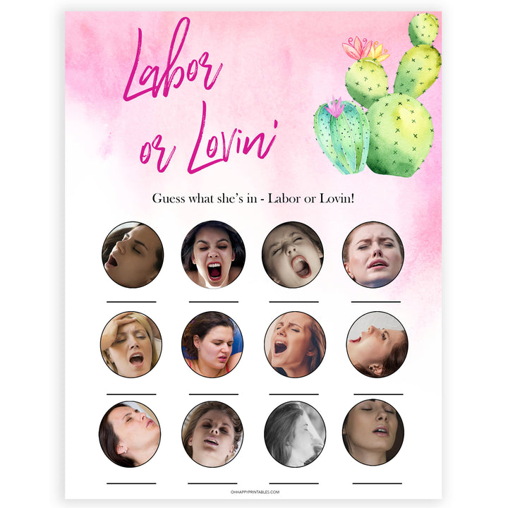 Cactus baby shower games, cactus labour or lovin baby game, printable baby games, Mexican baby shower, Mexican baby games, fiesta baby games, popular baby games, printable baby games